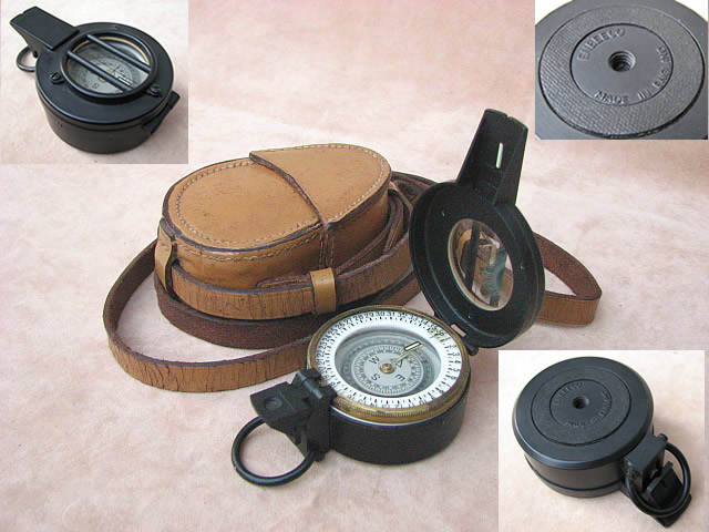 Enbeeco liquid filled pocket compass with leather case